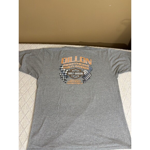 Vtg Harley Davidson Dillion Brothers Omaha Fremont Nebraska 2 Sided Gray Tee  XL - Picture 1 of 15
